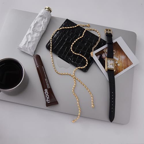 Simple Gold Necklace for Women Y Shaped Beaded Chain Long Necklace Adjustable Statement Jewelry4