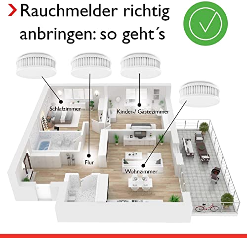 PYREXX PX-1 , 3er-Set, Rauchmelder 10 Jahre Batterie mit Magnet-Halterung ohne Bohren und...