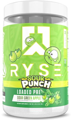 RYSE Loaded Pre Workout Powder - Sour Punch Green Apple - Daily Pre-Workout for Men & Women with...