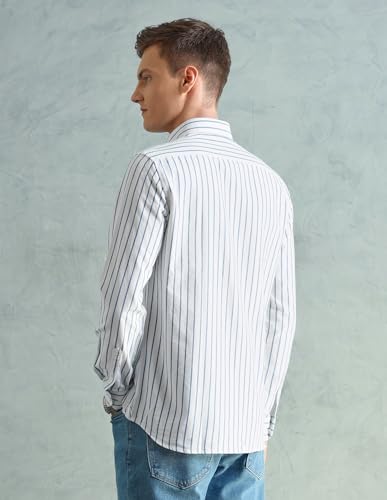 Image of Arrow Striped Slim Fit Mens Casual Shirts - 100% Cotton, Breathable & Comfortable, Full Sleeves Shirts for Men