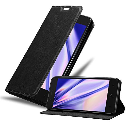 Cadorabo Funda Libro para BQ Aquaris X5 Plus en Negro Antracita - Cubierta Proteccíon con Cierre Magnético, Tarjetero y Función de Suporte - Etui Case Cover Carcasa