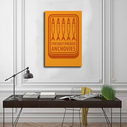 Poster anchois orange rétro sur toile de qualité supérieure pour bureau - 3