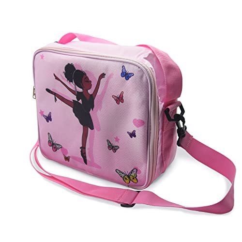 Cute Princess Butterfly Lunch Bag Insulated For Kids Toddler Teen With Side Pocket, Ballet Dancer Kids Girls Lunch Box Bag With Strap Water Bottle Holder, Leakproof Meal Prep Bag For School Picnic #TOP2