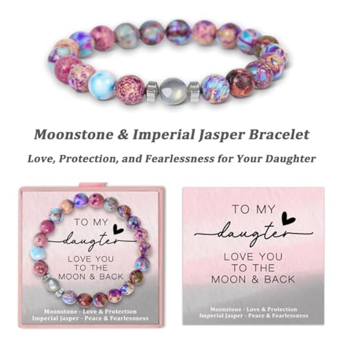 Gift for Daughter, Natural Stone Bracelet for Girls Sister Niece, Christmas Birthday Gifts for Daughter Granddaughter, Imperial Jasper Bracelet from Mom And Dad3