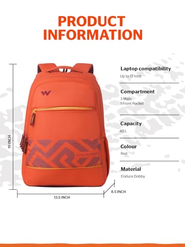 Image of Wildcraft Outlander 40 Laptop Backpack With RainCover for Man & Women,40L Ideal bags for men Office use /School /College Boys and Girls, 3 Compartment Bag