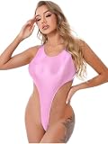 Seksowna Bielizna Bodysuit O Wysokiej Kroju Jednoczęściowy Stroje Kąpielowe Plażowe, Różowe, M