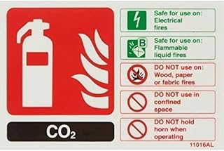VSafety Glow In The Dark Co2 Id Fire Extinguisher Sign - 150mm x 100mm - Rigid Plastic
