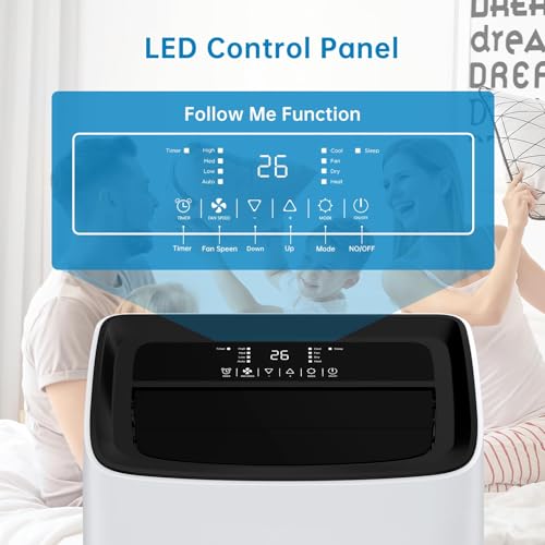 Image of 14,000 BTU Portable Air Conditioner with Heater, 4 in 1 AC Unit for Living Room with Cooling, Dehumidifier & Fan, Quiet Mobile AC with Remote Control, Cooling & Heating for Rooms Up to 750 Sq.Ft