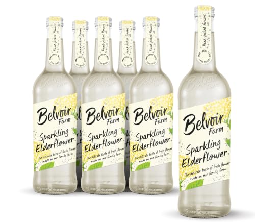 Belvoir Farm Sparkling Elderflower - Hand Picked Elderflowers | Great Taste Award Winner | Traditional Family Recipe | 100% Natural Ingredients | Suitable for Vegetarians & Vegans - 6 x 750ml Bottles