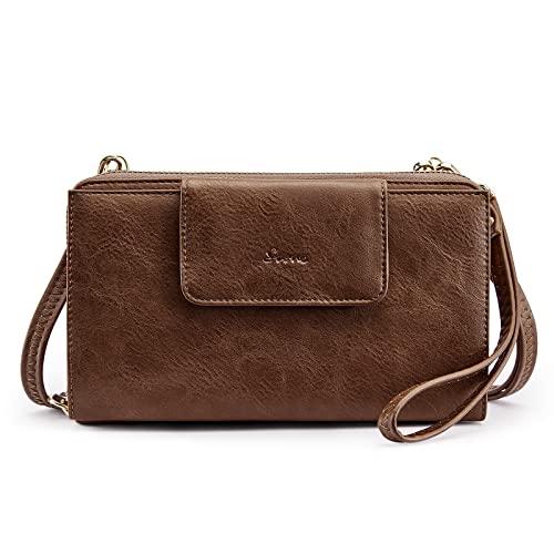 Image of S-ZONE Women Travel Wallets RFID Blocking Leather Wristlet Clutch Crossbody Purse Passport Document Credit Card Holder