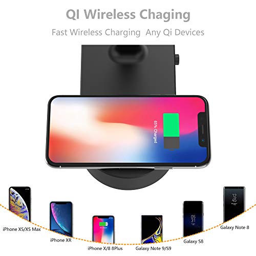 COZOO Headphone Stand with Wireless Charging Pad and 3 USB Charging Ports,10W,- Suitable for Gaming, DJ, Wireless Earphone Display (Black)