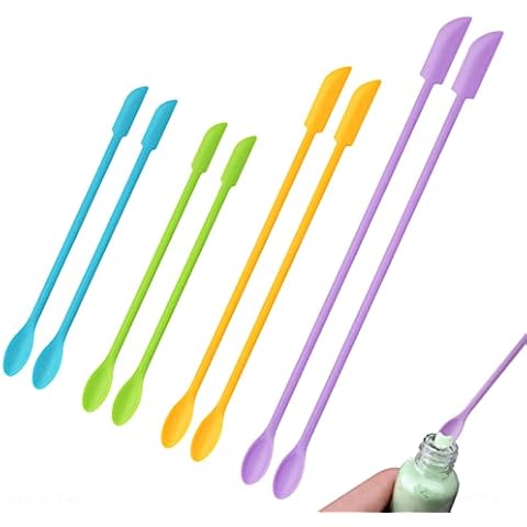 NiArt 8PCS Mini Silicone Spatulas for Epoxy Resin Art Casting, 3 Sizes Double-Ended Scraper & Spoon Multifunctional Reusable Stir Sticks DIY Mixing Tools for Jars Cooking Cosmetics Painting (4 Colors) Cover
