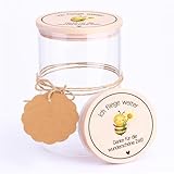 RgitFzi Abschiedsgeschenk Erzieherin, Vorratsglas mit Holzdeckel Biene Motiv, Geschenk Erzieherin, Bonbonglas Dankeschön Geschenk, Abschiedsgeschenk Lehrerin Tagesmutter Kita Schule