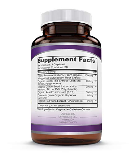 Primavita Resveratrol Nutritional Supplement 2000Mg, Grape Seed Extract Capsule With Quercetin, Antioxidant Supplement Support Immunity, 90 Capsules #TOP2