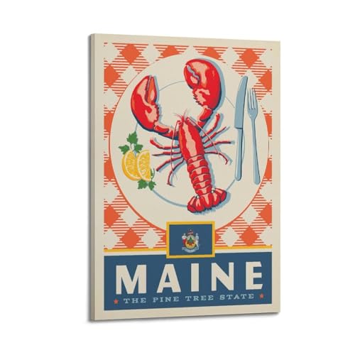 Poster de voyage vintage Maine impression sur toile décoration murale moderne 60x90