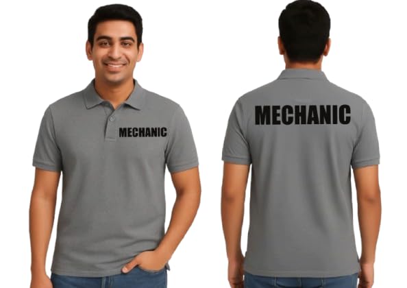 printholic Mechanic Uniform Polo T-Shirt | Both Collar Half Sleeve Staff T-Shirt | Workwear for Garage, Workshop & Service Centers | Unisex Mechanic Employee T-Shirt-picture-31