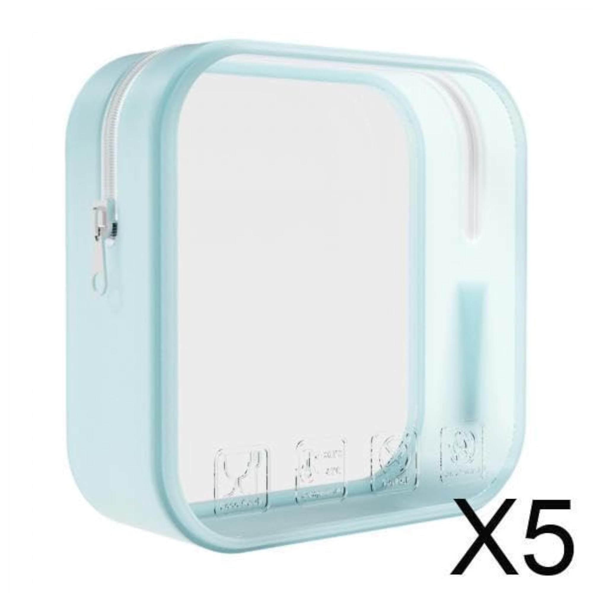 5xSilicone Cosmetic Bag with Zipper, Portable Toiletry Bag