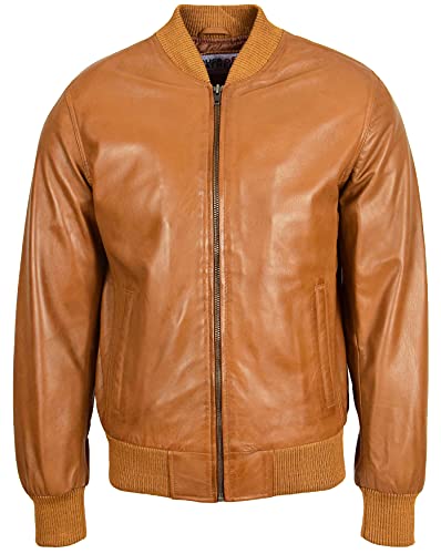 Mens Real Leather Bomber Jacket MA-1 Varsity Style Ryan3
