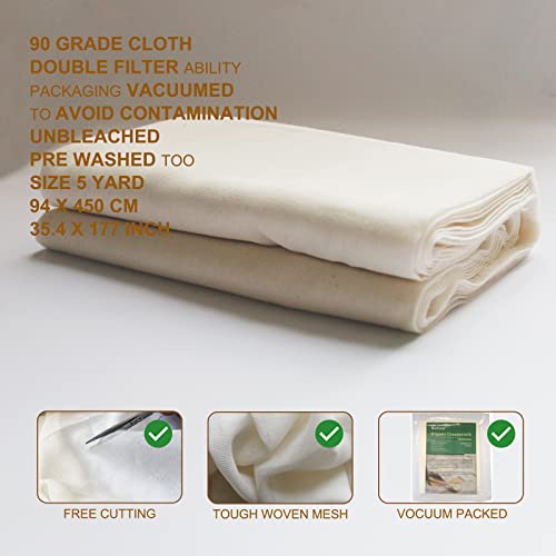 image for Oksoar Organic Large Cheesecloth for Straining Grade 90 100% Unbleache