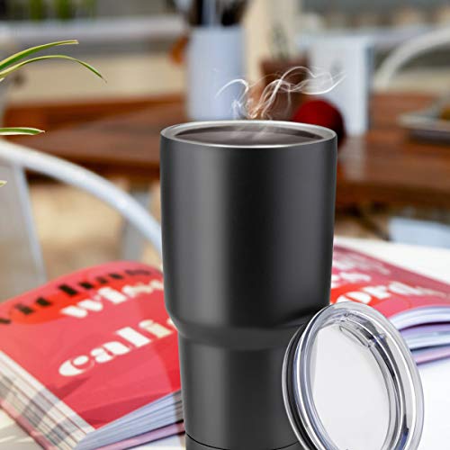 COMOOO 30oz/8Pack Double Wall Vacuum Insulated Travel Mug - Stainless Steel Tumbler with Lid Coffee Cup for Cold & Hot Drinks (Black, 8)