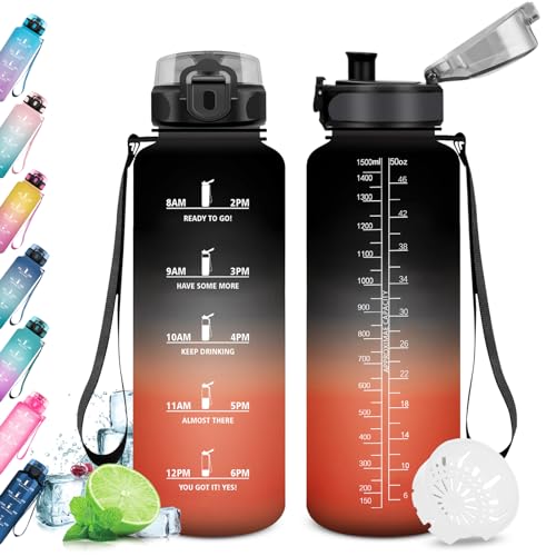 KollyKolla Botella Agua 1.5L, Botella de Agua Deportiva, Botella agua Gimnasio, Reutilizable, sin BPA, Garrafa Agua para Adulto, Niño, Niña, Colegio, Bicicleta, Running, Gym