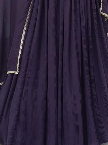 Image of PURVAJA Women's Silk Semi-Stitched Lehenga choli