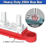 Ulepszona szyna autobusowa 250 A 12 V blok dystrybucji zasilania z 3/20.3 cm (M10) 4-słupkowy blok zacisków z pokrywą do motoryzacji, morskiego, systemu akumulatorowego (czarny i czerwony)
