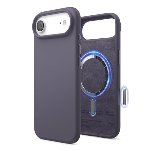 Image of elago for iPhone Air Case, Premium Magnetic Silicone Case, Compatible with MagSafe, Liquid Silicone Material, Protective Cover, Shockproof, Slim Phone, 6.5 inch (Deep Lavender)