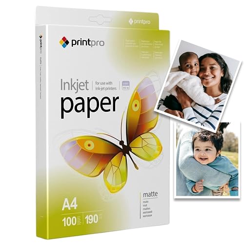 Papier photo PrintPro de COLORWAY mat 100 feuilles DIN A4 190g/m² Immédiatement sec Imperméable pour toutes les imprimantes jet d'encre