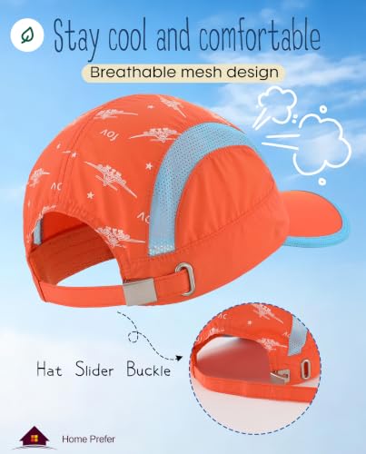 Image of Home Prefer Kids Lightweight Quick Drying Sun Hat Airy Mesh UV Protection Caps Boys Girls UPF50 Baseball Caps Run Beach Water