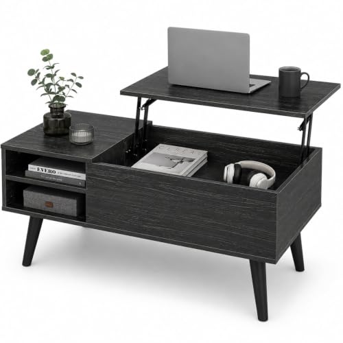 WLIVE Lift Top Coffee Table with Hidden Storage, Adjustable...
