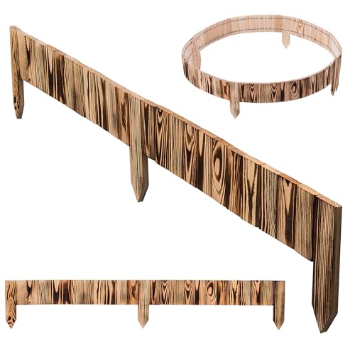 KADAX Borde de césped de madera, 114 x 10 cm, cercado para arriates, valla de madera flexible, valla de jardín, valla para jardín, borde de bancos (marrón)