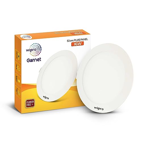 Image of wipro Garnet 16W Round LED Slim Plus Panel | Warmwhite Light(2700K)| Ultra-Slim Design | Aluminium Housing | Flicker Free Design | Recessed Down Light for False Ceiling |Cutout - 100mm |Pack of 4