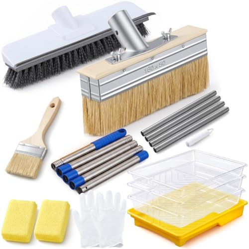 Kit de 20 piezas con pincel para tinte de terraza de 7'' y varilla extensible miniatura 1