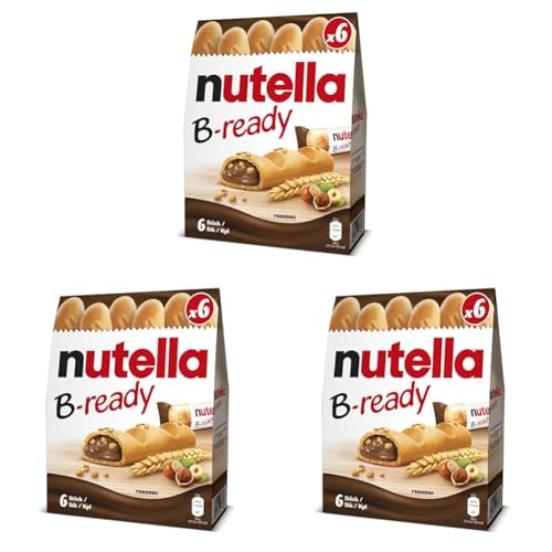 Nutella B-ready T6 Cialda di Pane Ripiena di Cioccolato - 6 Pezzi (Paquete de 3)