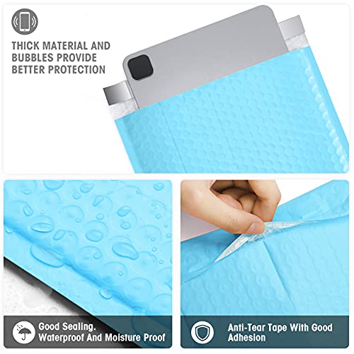 Image of Metronic Bubble Mailer 8.5x12 inch 25 Pack Light Blue Waterproof Padded Mailers | Usable Size 8.5x11 Inch Poly Bubble Mailers Self-Seal Padded Envelopes for Shipping, Mailing, Packaging for Business