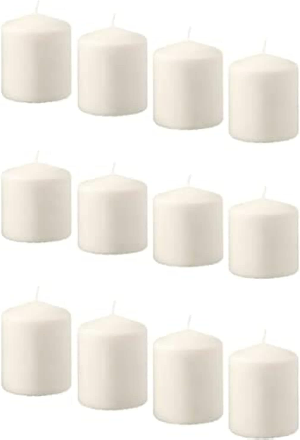 Ikea HEMSJÖ Vegetable Wax Unscented Candles, Natural/White, 3-1/4 inch, Pack of 12
