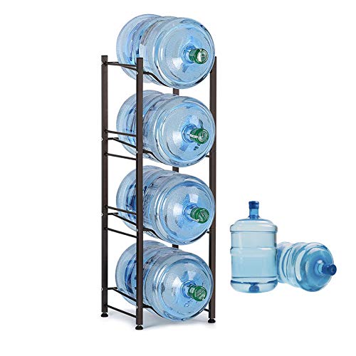 4-Tier Water Bottle Holder Rack, 5 Gallon Water Cooler Jug Storage Rack Detachable Heavy Duty Stainless Steel Water Jug Holder Water Dispenser Accessory for Office Kitchen Lobby Foyer, Bronze