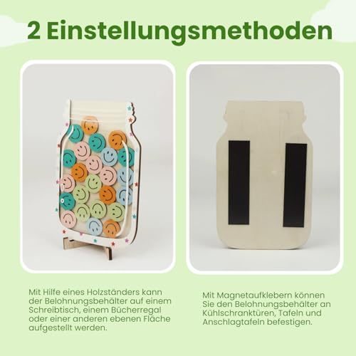 Vexsama 2 Stück Kinder Belohnungsglas Magnetisch Belohnungstafel Kinder Belohnungssystem für Schulen und Familien