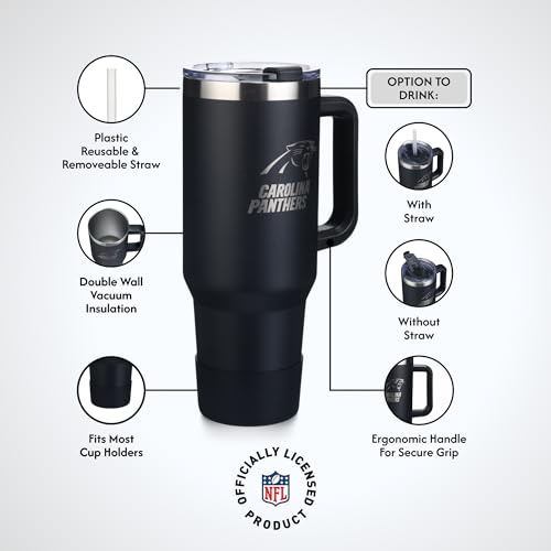 Image of The Memory Company NFL 40oz Game Day Tumbler - Premium Stainless Steel Double-Wall Vacuum Insulated Travel Cup with Removable Silicone Base , Laser Engraved Team Logo, Hot & Cold Drinks