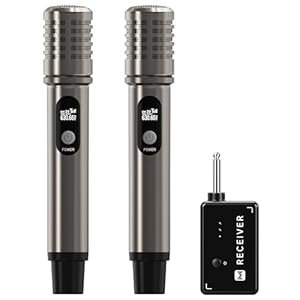 Wireless Microphones, Microphone with One-to-One Chip Connection and Rechargeable Receiver, 40H Duration, 200FT Range Receiving, Less Latency, Metal Construction Microphone for Singing
