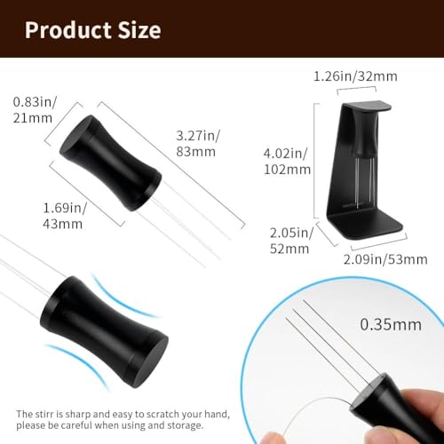 Herramienta de distribución de espresso WDT watchget magnética accesorios café negro 3