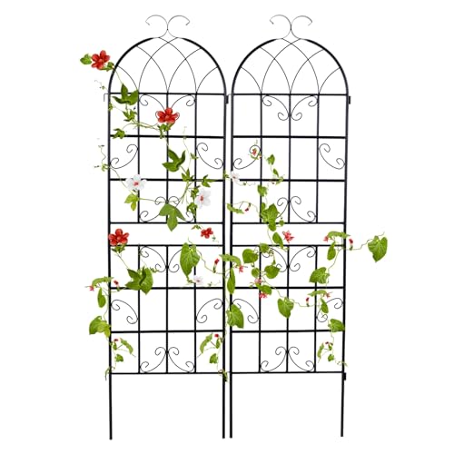 GOPLUS Rankgitter Metall, 2er Set Rankhilfe, Sichtschutz Garten 180 cm hoch, Rosenspalier mit Ranknetz, freistehende Gartenspalier, Rosengitter Pflanzengitter für Kletterpflanzen & Rosen, 180 x 50 cm