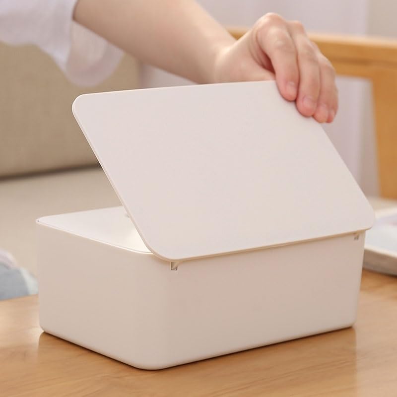 Boîte de rangement de mouchoirs de bureau boîte en plastique avec couvercle - 6