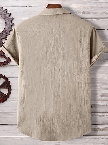 Image of TAGDO Men's Regular Fit Textured Fabric Shirts | Camp Collar & Short Sleeve Button-Down Shirt for Man | Comfortable with Smart Casual Look, Summer Beachwear (5171)