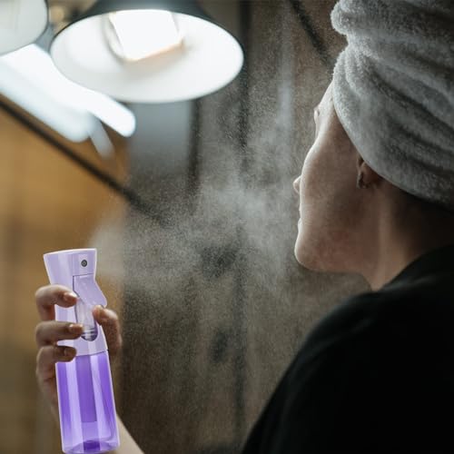 Image of Continuous Hair Mister, 6.8OZ /200ML Fine Mist Spray Bottle for Salons, Barber, Plants, Skin Care, Cleaning (Clear Purple, 1 Pack)