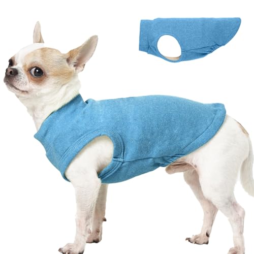 Image of Soft Fleece Dachshund Sweater for Cold Weather, Blue, XS | Warm Sleeveless Small Dog Clothes, Stylish Pullover Sweatshirt for Mini Dachshunds, Chihuahuas,Autumn Winter Outdoor Wear