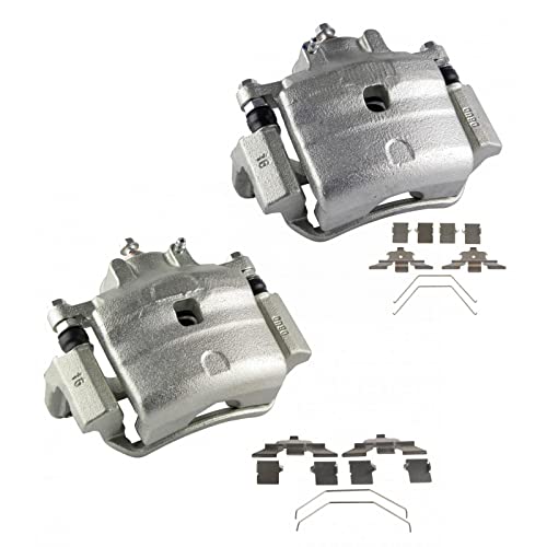 Image of TRQ Front Driver and Passenger Side Brake Caliper Set Caliper Brackets Hardware Compatible with 06-12 Ford Fusion 07-12 Lincoln MKZ 06 Lincoln Zephyr 06-13 Mazda 6 06-11 Mercury Milan