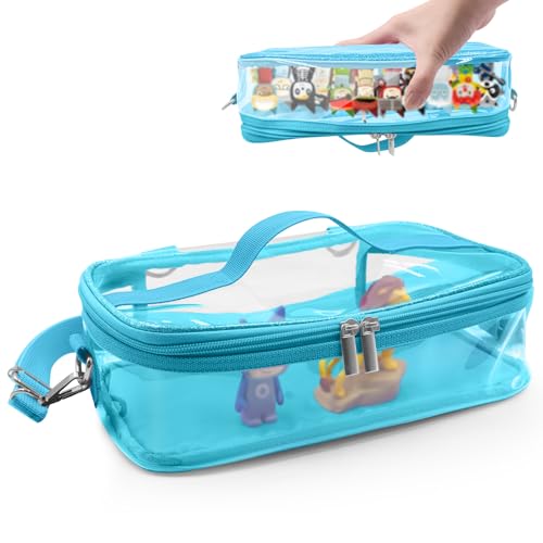 Taladad Carrying Case for Tonie Figures,Transparent Carrying Bag,Portable Storage Bag with Magnetic Base for 20-30 Tonie box Figures Characte Organizer (Blue)