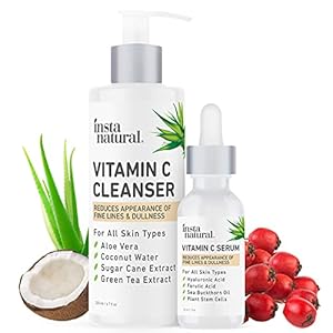 InstaNatural Vitamin C Cleanser and Serum Kit, Brightens and Reduces Signs of Aging, Fine Lines and Wrinkles, with Botanical Extracts